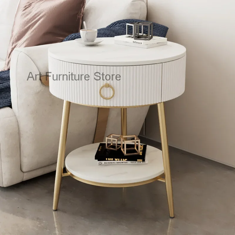 1Pcs Newest Small Tea Table Side Cabinet of Living Room Sofa Luxury Bedside Side Cabinet Furniture Simple Modern Round Drawer