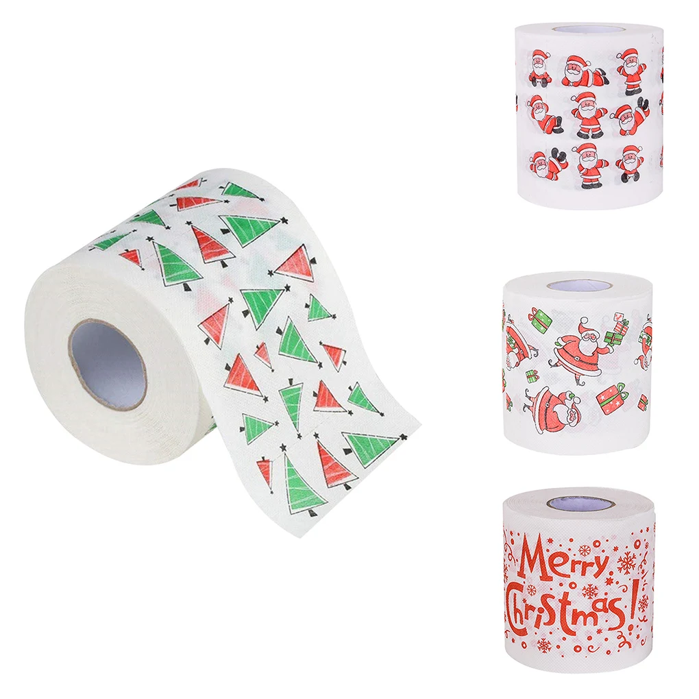 Wood Pulp Toilet Paper Christmas Theme Printed Home Bathroom Toilet Roll Paper Towel Tissue Christmas Gift Box