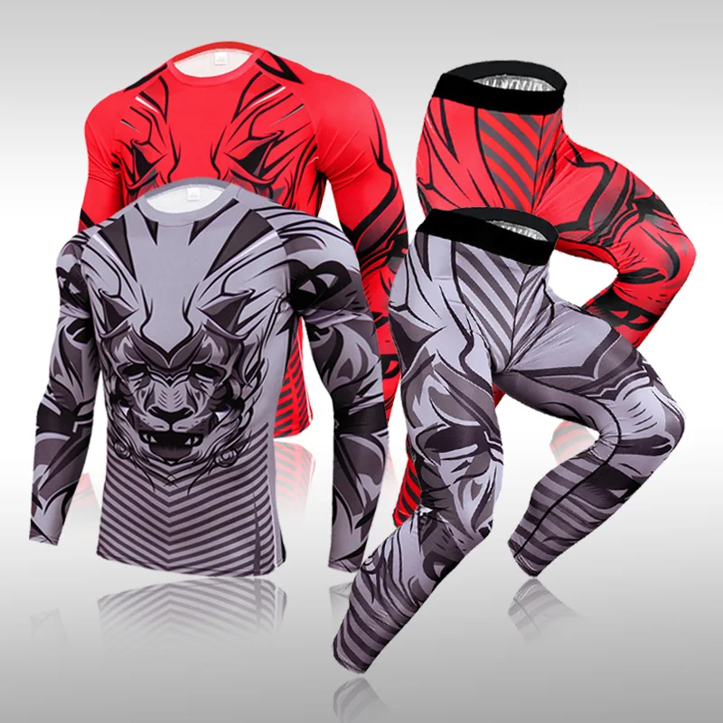 Men's Compression Sportswear Suits Gym Tights Training Clothes Workout Jogging Sports Set Running Rashguard Tracksuit For Men
