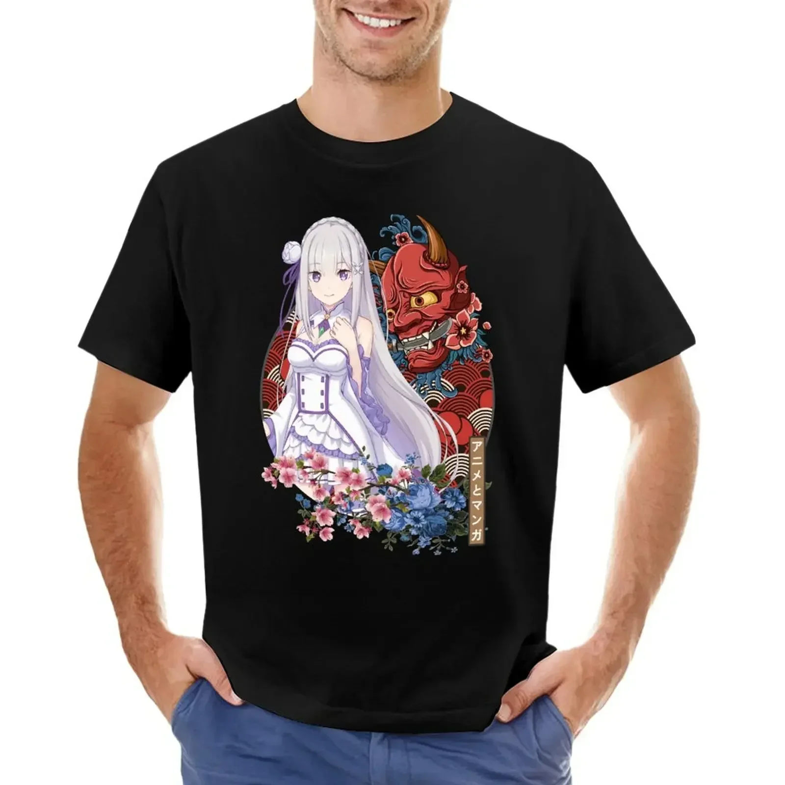 Emilia ReZero Retro Japanese Design T-shirt Aesthetic clothing quick-drying Men's clothing