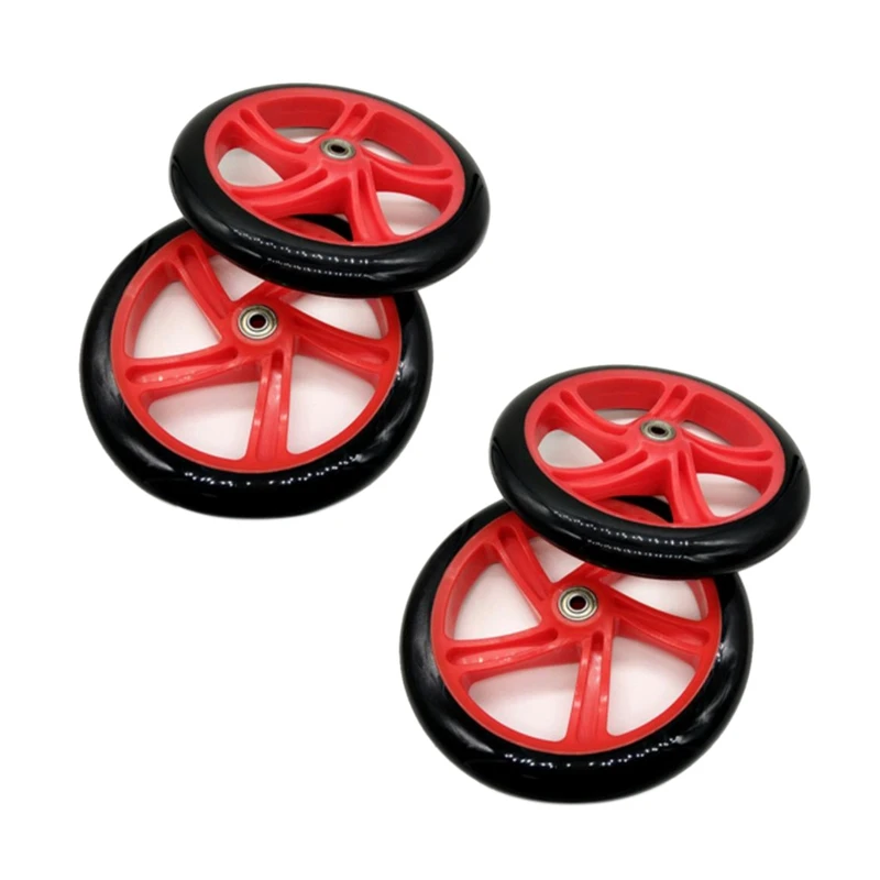 4 Pieces Scooter Wheel 200 Mm PU Material Wheel Thickness 30 Mm ABEC-7 Bearing Scooter Accessories,Red