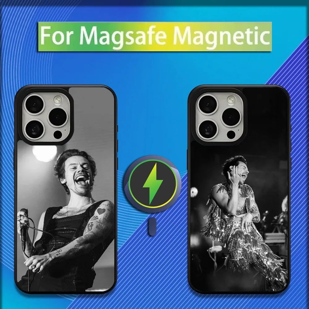 Singer H-HaRRy Styles Phone Case For iPhone 16,15,14,13,12,11,Plus,Pro,Max,Mini Magsafe Magnetic Wireless Charging