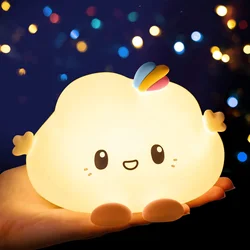 Children's Kids Gift Portable USB Rechargeable Battery Powered Cute Little Cloud Soft Silicon LED Night Lamp Light