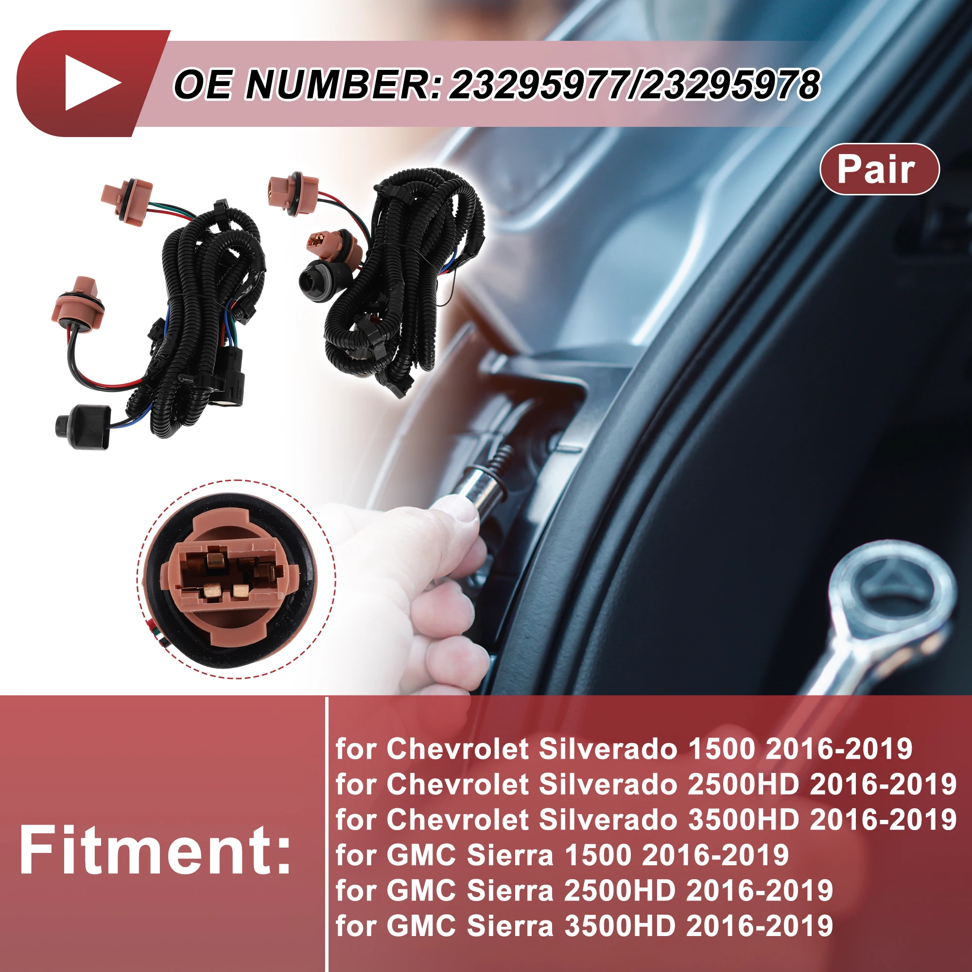 UXCELL Left Tail Light Socket Wiring for Chevrolet Silverado 1500 Right Tail Lamp Bulb Pigtail Connector Harness