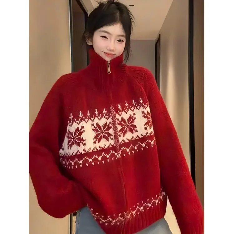 

Зимний вязаный свитер, пальто, женский свободный мягкий пушистый пушистый свитер на молнии, длинный круглый пуловер, верхняя одежда