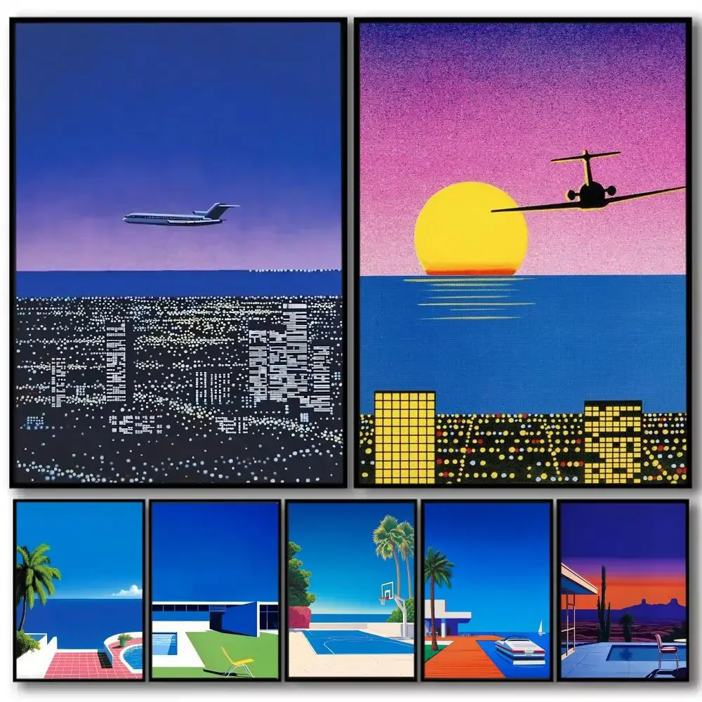 1 pieza de cuadro sin marco de H-hiroshi Nagai, pintura artística, caligrafía, póster de lienzo de algodón de alta calidad, a