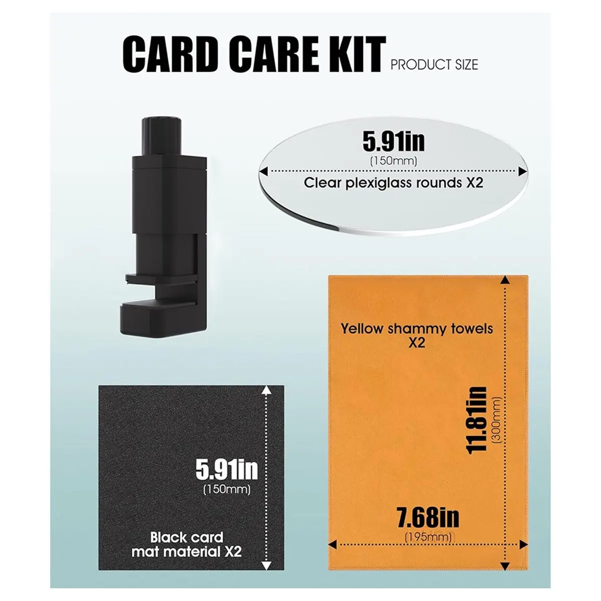 Trading Card Care Kit - 14-Piece Set with Acrylic Discs, Clamps, Cushion Foams & Care Towels