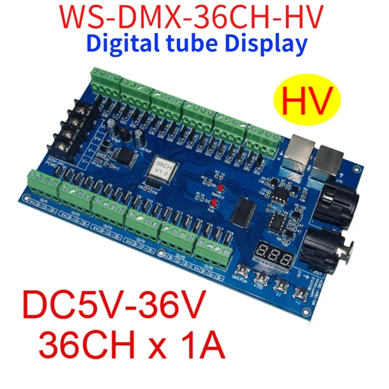 36 Channel DMX Decoder 36CH DMX512 Dimmer 13group RGB Output,LED DMX512 Driver XRL 3pin Controller WS-DMX-36CH/HV DC5V-24 5V-36V