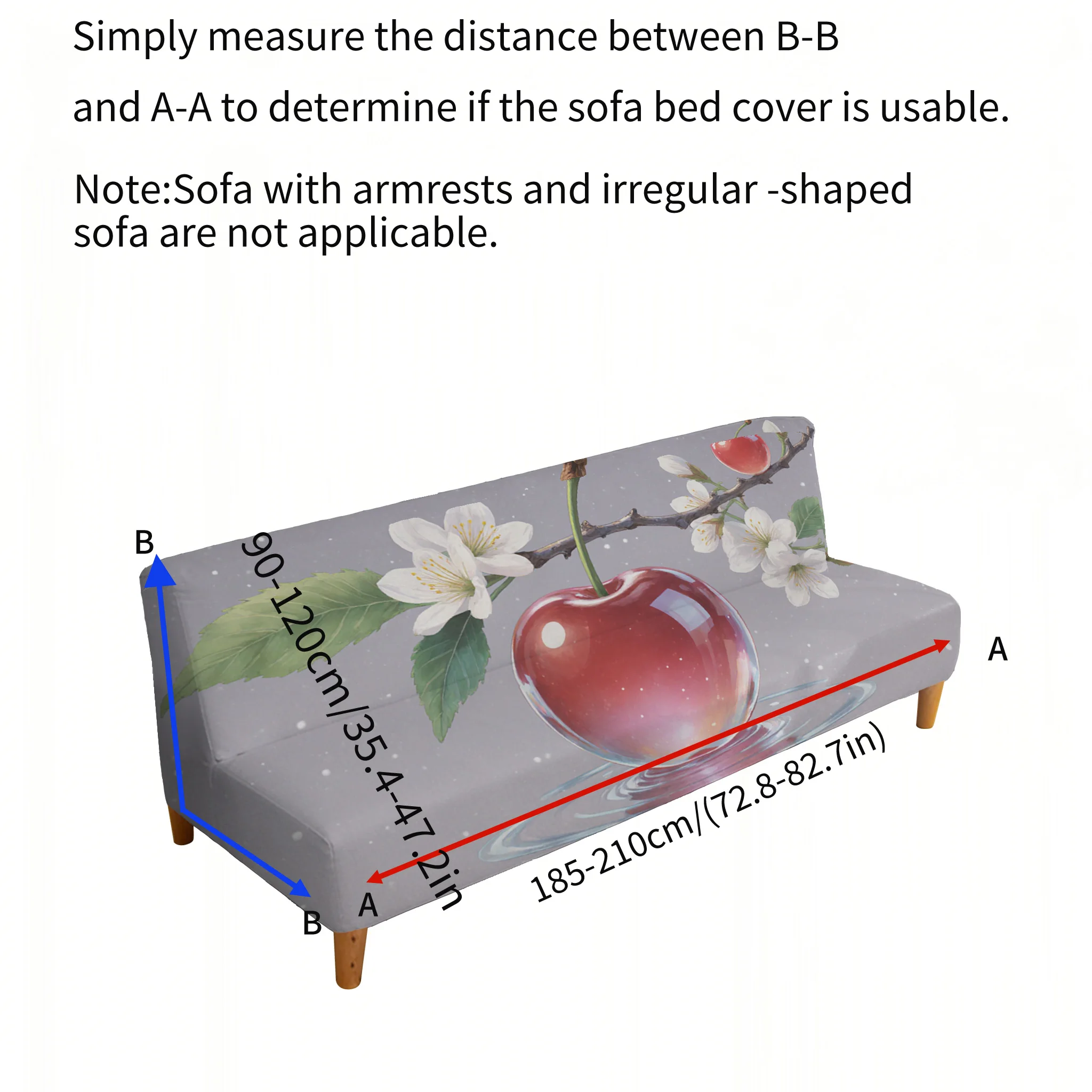 Crystal cherry armless sofa cover, bedspread, non-slip and scratch-proof furniture protective cover