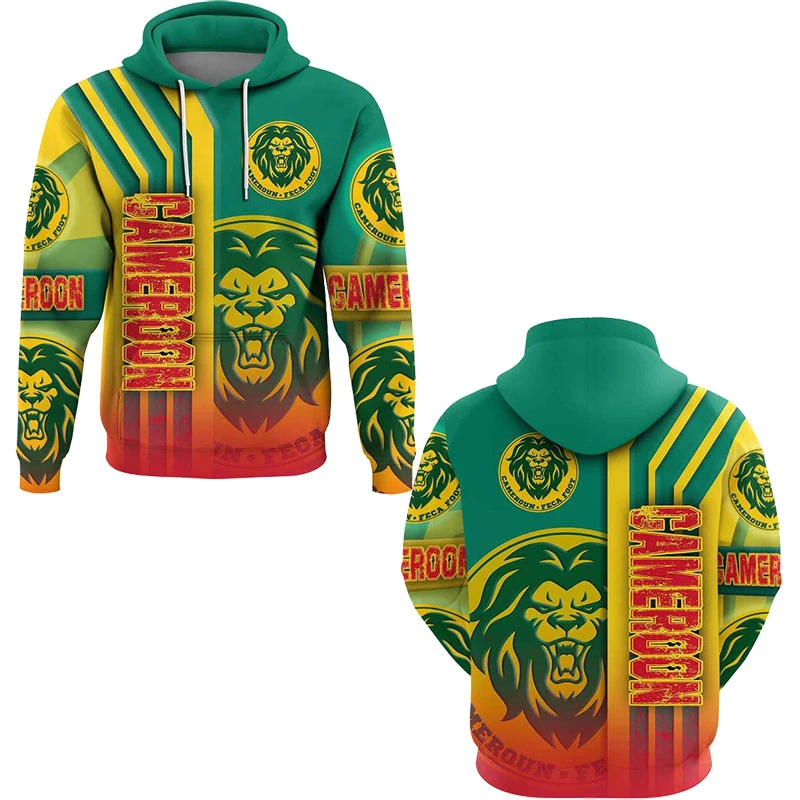 

Africa Cameroon Flag Map 3D Printed Hoodies For Men Clothes National Emblem Lion Graphic Sweatshirts Sport Kids Jersey Boy Tops