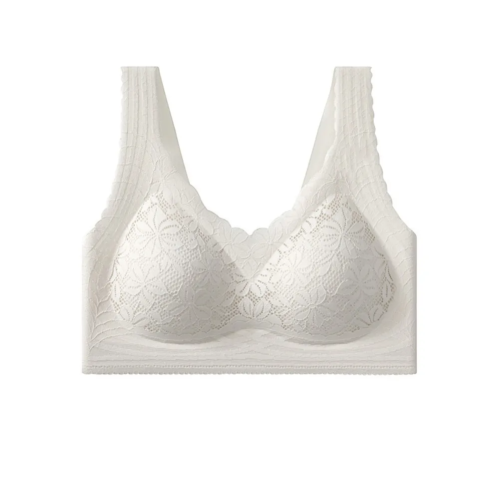 

Fashion Push Up Wireless Deep V Bra Anti-sagging Lingerie Lace Mesh Bra Shockproof Thin Underwear Women Girls