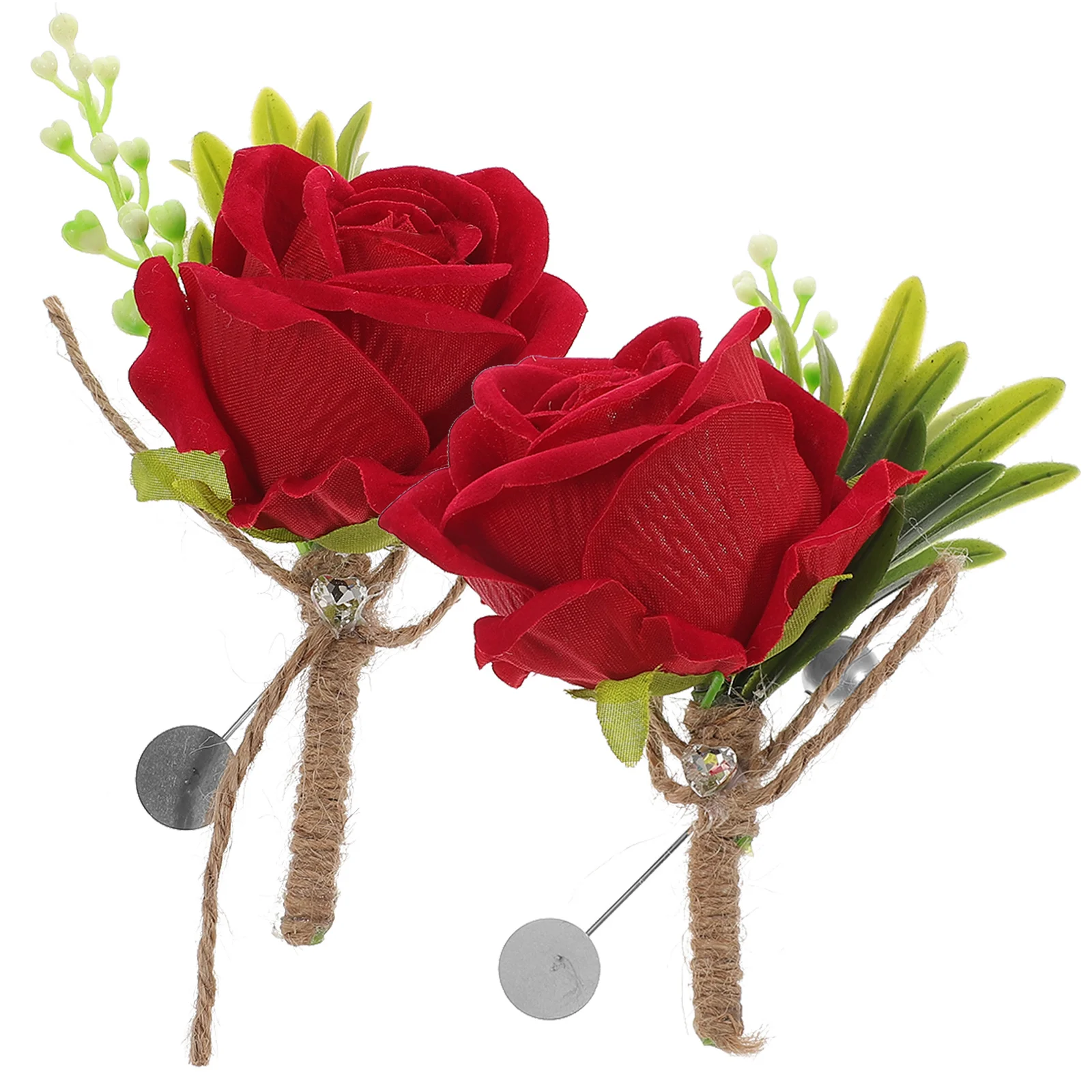 

2Pcs Simulated Flower Boutonniere Premium Wedding Corsage for Groom and Bride Bridal Boutonniere Decoration Ceremony Party Use