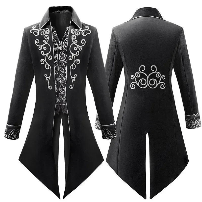 

Gothic Embroidered Victorian Jacket Renaissance Costume for Men Xmas Steampunk Vintage Tailcoat Medieval Frock Coat Retro