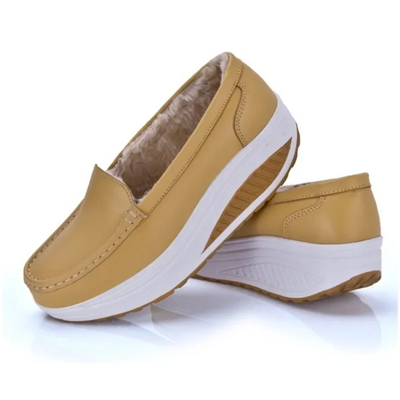 TIMETANG Winter Women Slip On Warm Shoes Lady Running Shoes Plush Fur Height Increasing Sneakers Slip Resistant Swing ShoesE790