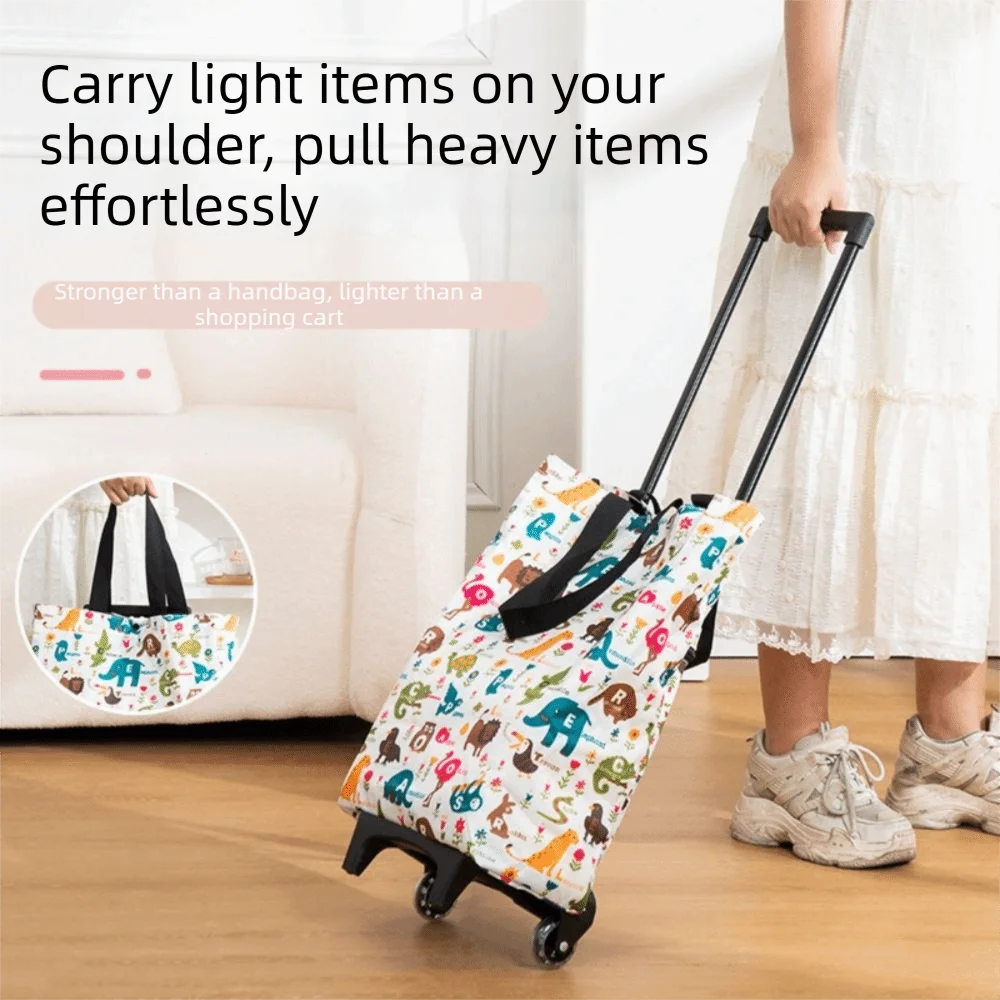 

Тележка для покупок из ткани Оксфорд с выдвижной ручкой, большая вместимость, водонепроницаемая, для подъема по лестнице, прочная, с высокой грузоподъемностью