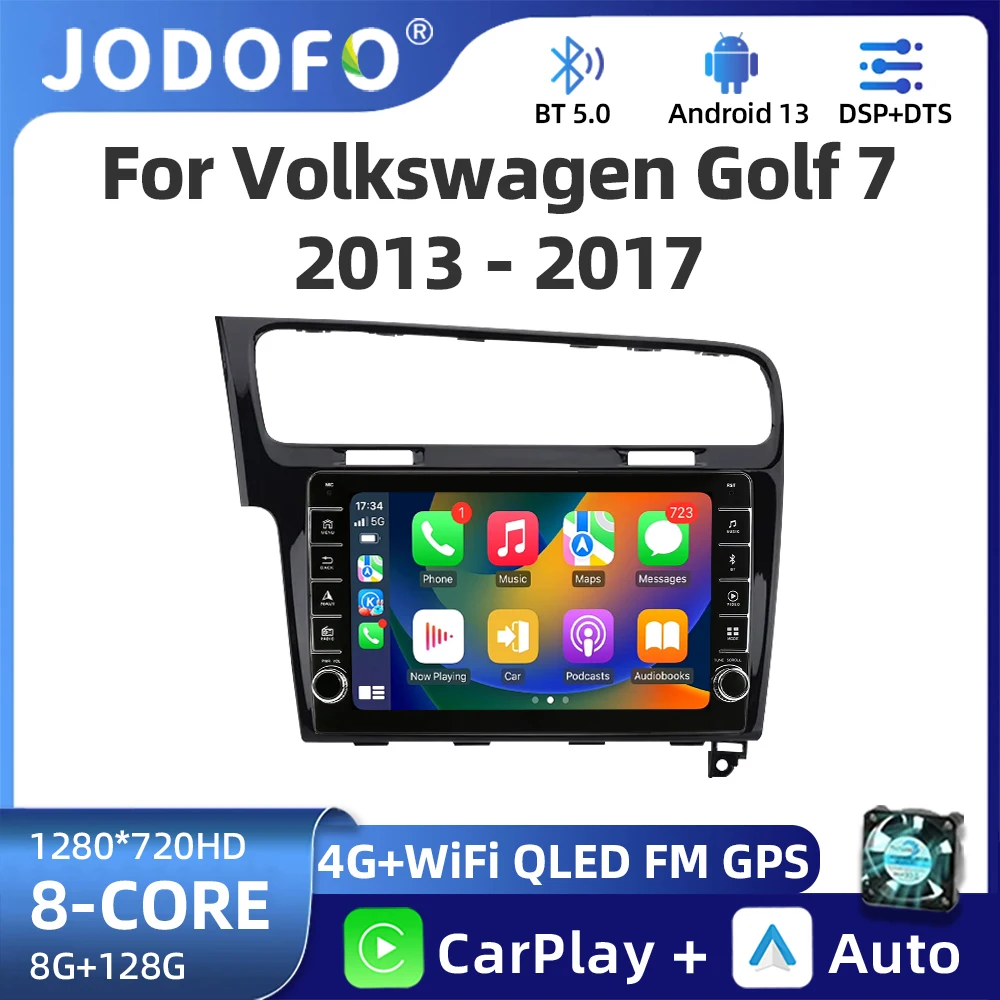 

Jodofo Car Radio For Volkswagen VW Golf 7 MK7 GTI 2013-2017 Wireless Carplay Android 13 Auto Multimedia Stereo Video Player 2Din