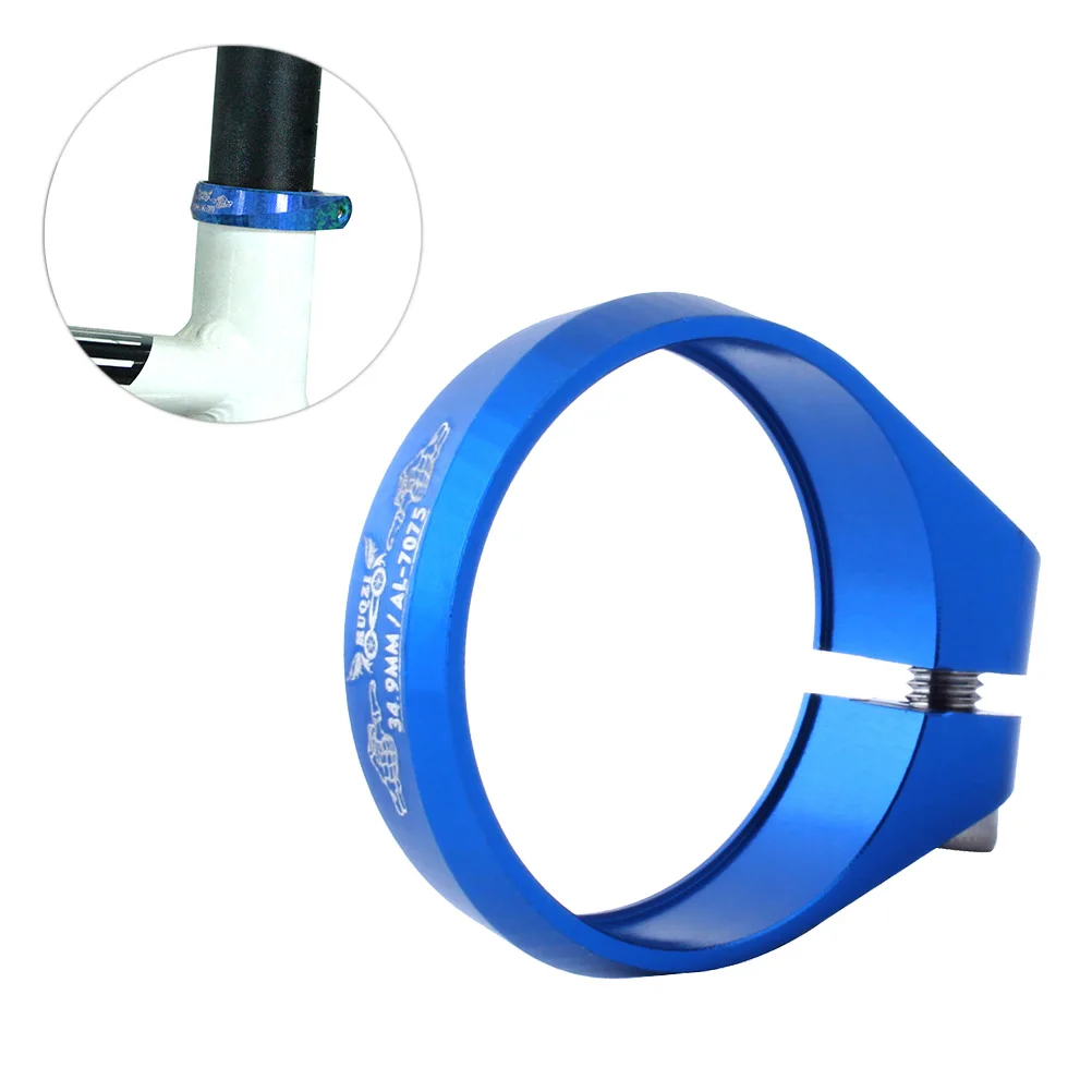 

Aluminum Alloy Seat Clamp 34.9Mm Strong Retaining Bolt For Mountain Road Bike Commuter Bike Seatpost Frame Tube Lock Blue