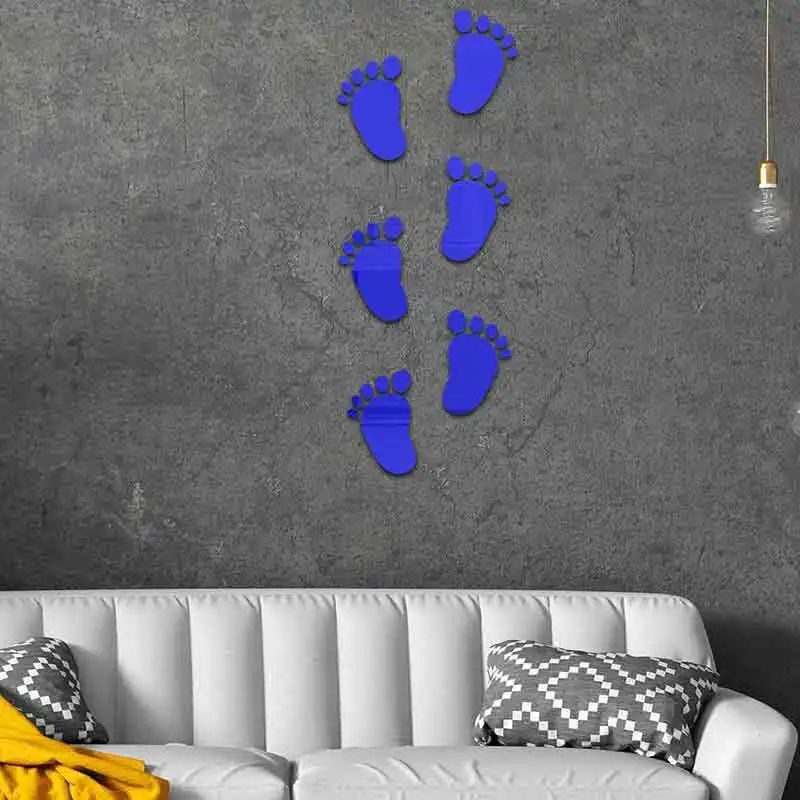 36PCS Small Feet Acrylic 3D Wall Mirror Wall Stickers Self-adhesive Baby Footprints Living Room Bedroom Wall Decorations