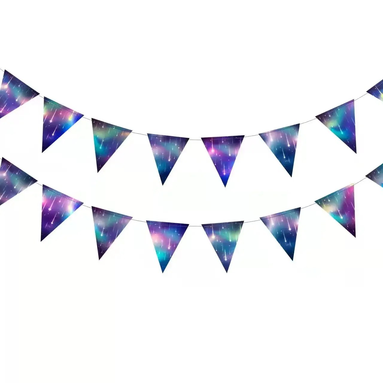 14ft funkeln sternen klare blaue lila Papier flagge Dreieck Banner Dekorationen für Universum Nacht Shooting Star themen orientierte Geburtstags feier – Detail 7