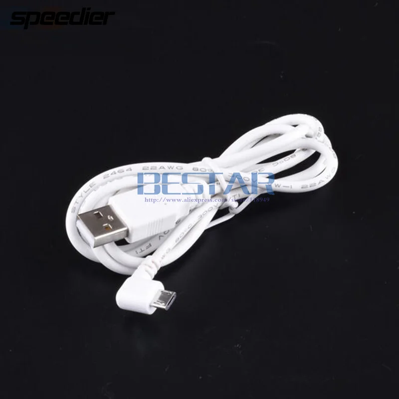 White 100cm 1M 3FT DC Power Plug USB 2.0 To Micro USB Elbow Left Angled 90 degree 2A charging charge 2pin Cable