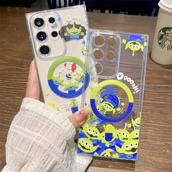 Disney Toy Story Alien Magnetic Shockproof Case For Samsung Galaxy S23 S22 S24 S25 Ultra For Magsafe Wireless Charge Clear Cover