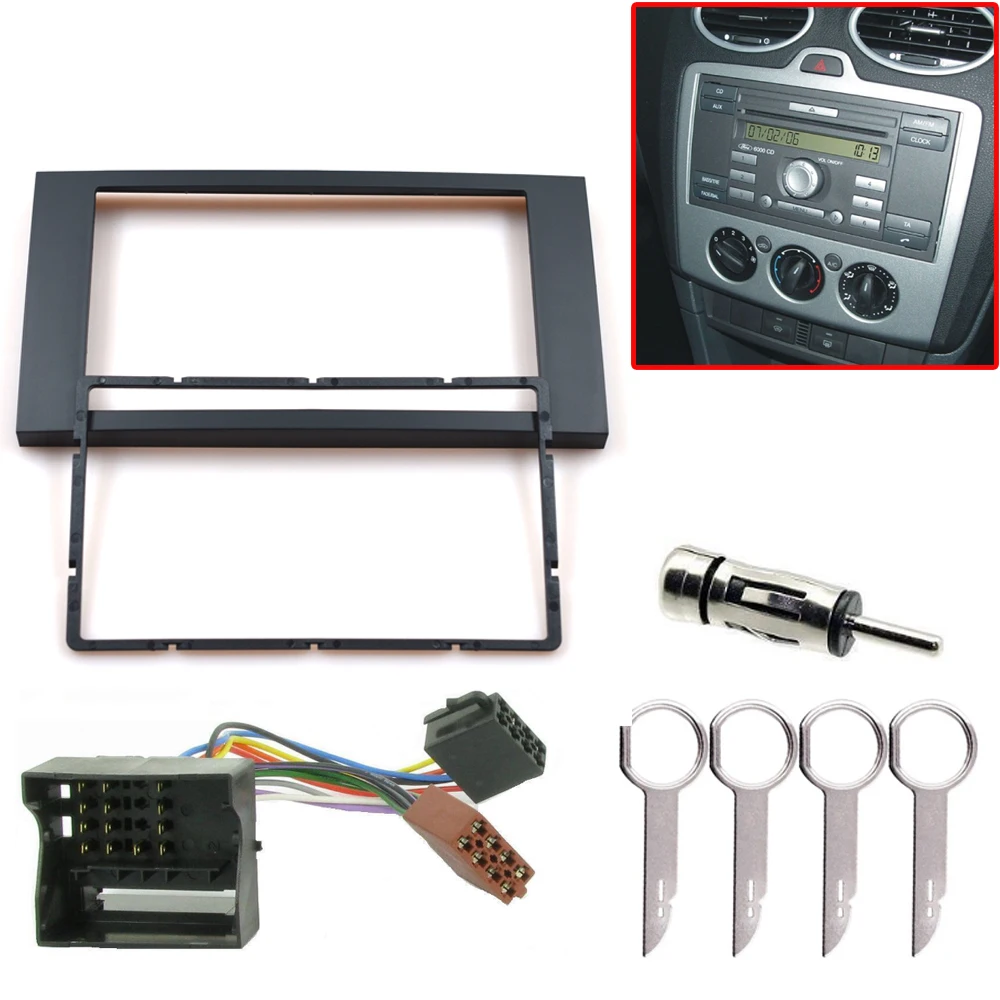 Для Ford Double Din Stereo Fascia Fitting Kit Adapter okablowania surround Panel czołowy Akcesoria wewnętrzne Wymiana panelu audio