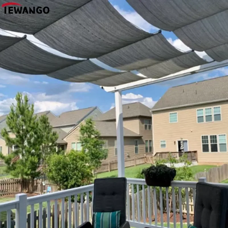 2.5m X 4m Home Garden Pavilion UV HDPE Telescopic Wave Canopy Retractable Pergola Sliding Sun Sails With All Accessories