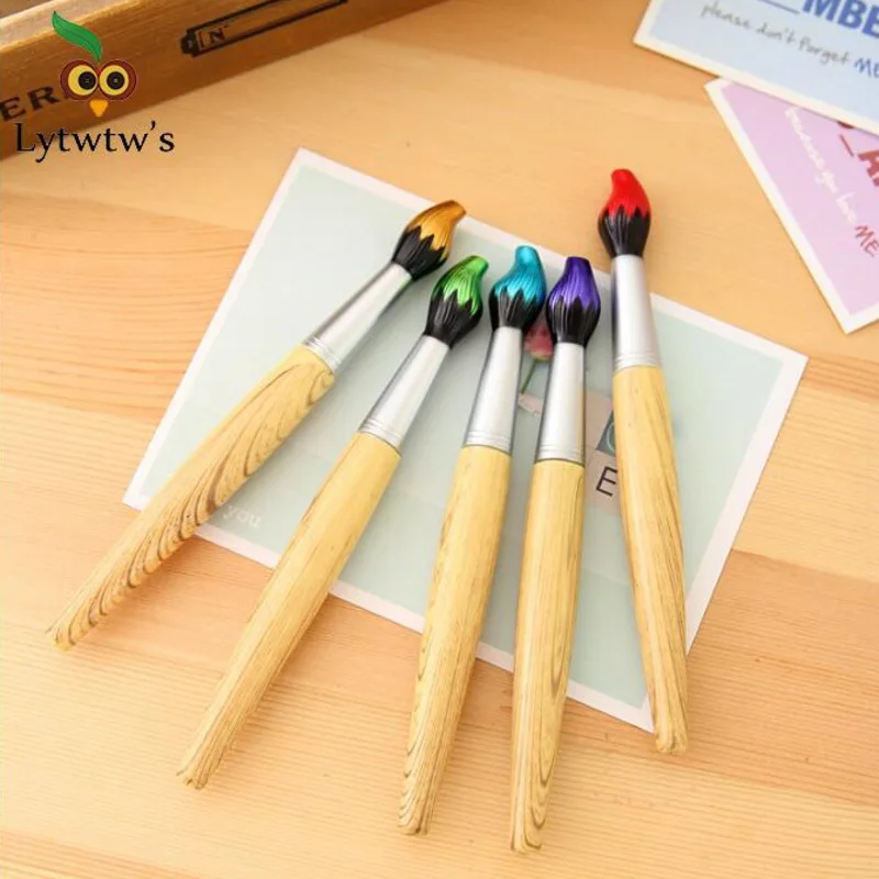 1 Pcs Funny Novelty Brush Shape Ballpoint Pen cute kawaii Kids Office School Wooden Supplies stationery creative lovely pretty