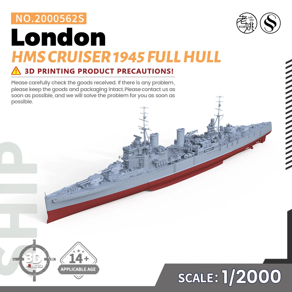 

SSMODEL SS562S 1/2000 Military Model Kit HMS London Cruiser 1945 Full Hull WWII WAR GAMES