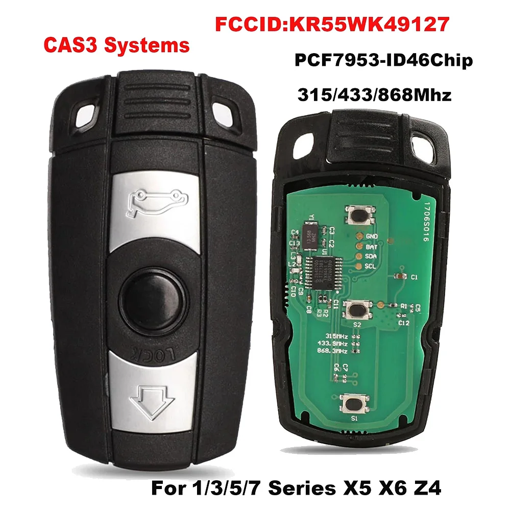 Chave inteligente remota do carro, controle keyless, chip do transmissor, 315MHZ, apto para BMW 1, 3, 5, série 7, E90, E91, E92, E60, ID46, PCF7945