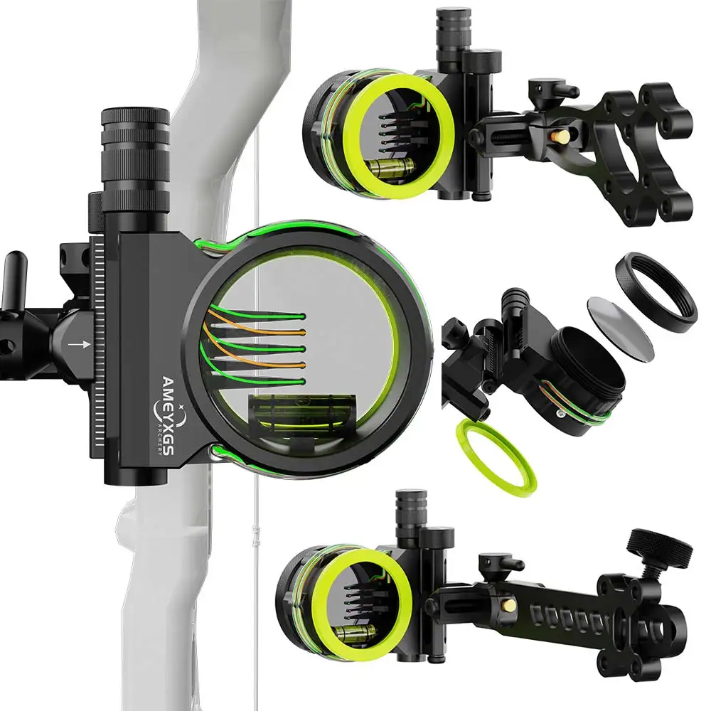 

Archery AMES2 Five Pin Bow Sight CNC Alloy Adjustable 0.019'' Fiber Optic Hunting Shooting L/R Hand for Compound Bow Targeting