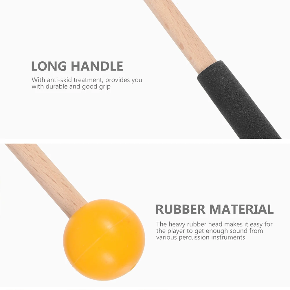 

2 Pairs Xylophone Hammer Drumsticks Tongue Marimba Mallets Gavel Wood Soft Child