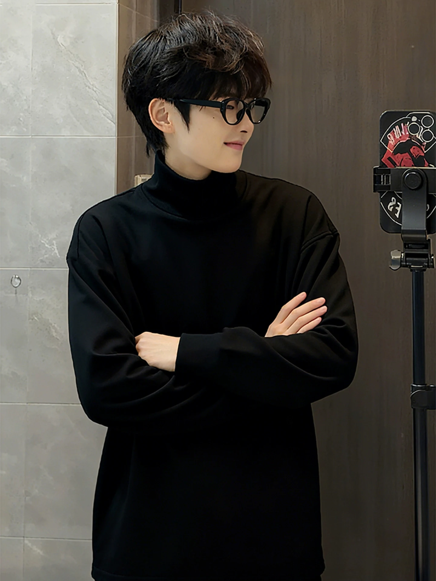 تي شيرت Cleanfit للرجال Bla Fce مبطن Thiened Long Sve Base irt شتاء دافئ حراري ملابس داخلية Fce هوديي قاعدة... #4