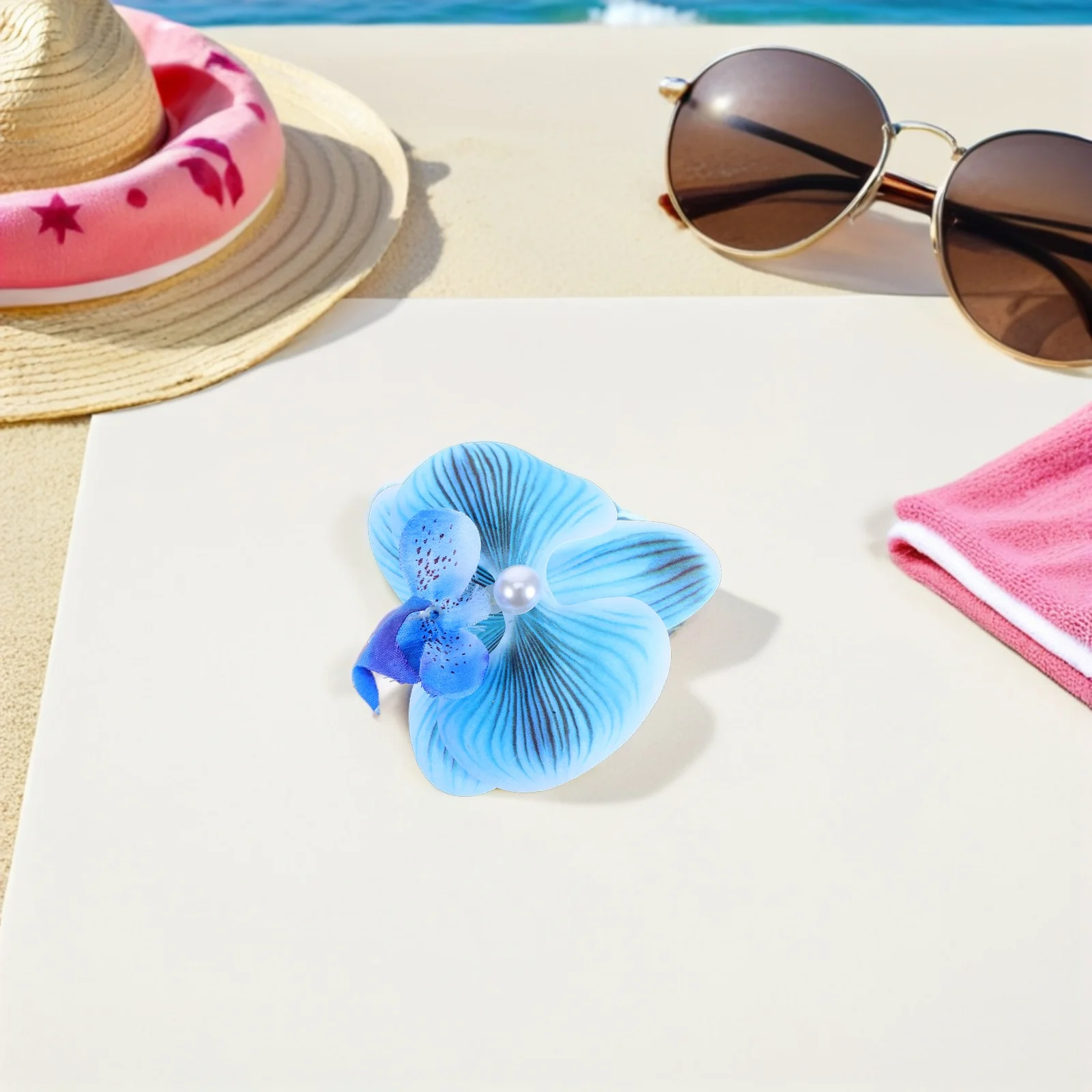 

8pcs Bohemian Hairpin Floral Accessories Artificial Orchid Plumeria Claw Clips Duckbill Barrettes Beach Styling Holiday Everyday