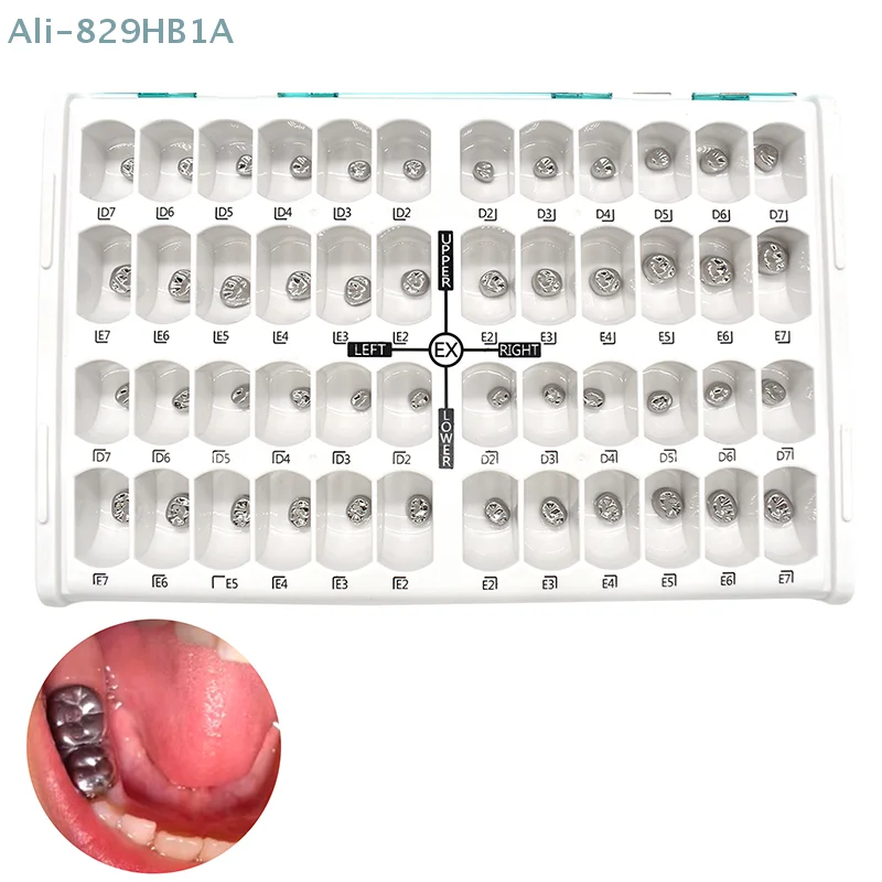 48Pcs/Box Dental Kid Crowns Preformed Metal Crown Stainless Steel Temporary Crowns Dentistry Orthodontic Material Therapy Tools