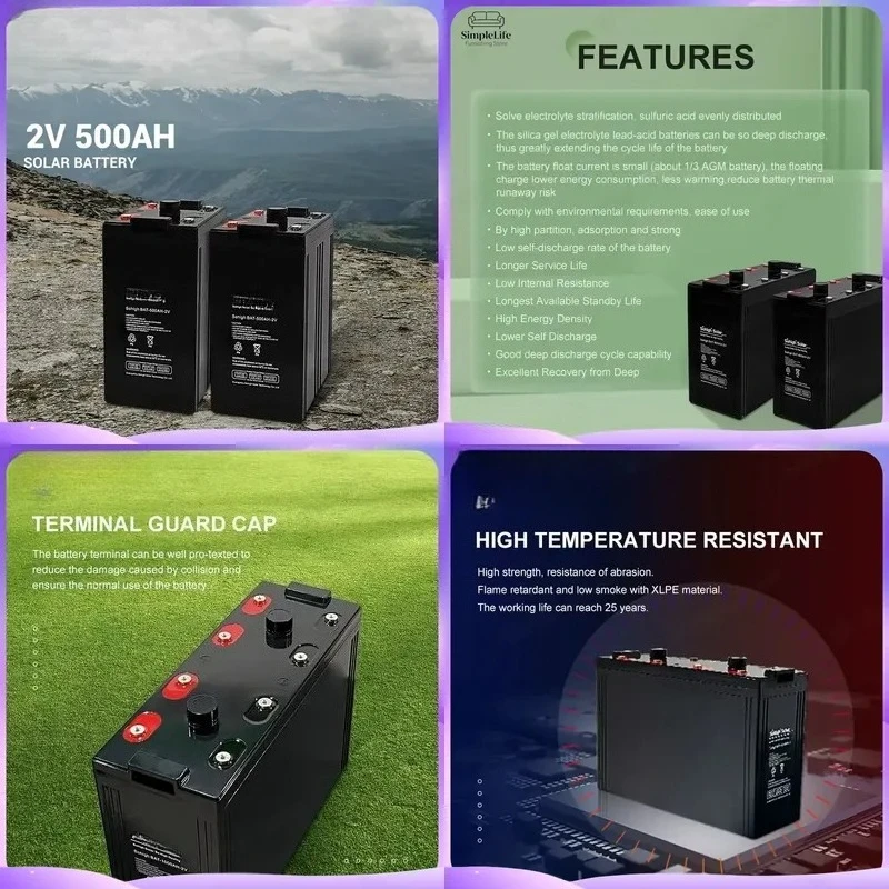 2V 600Ah AGM Deep Cycle Gel Battery Lead Acid Solar Energy Storage for Home Photovoltaic System Off Grid Power Backup High
