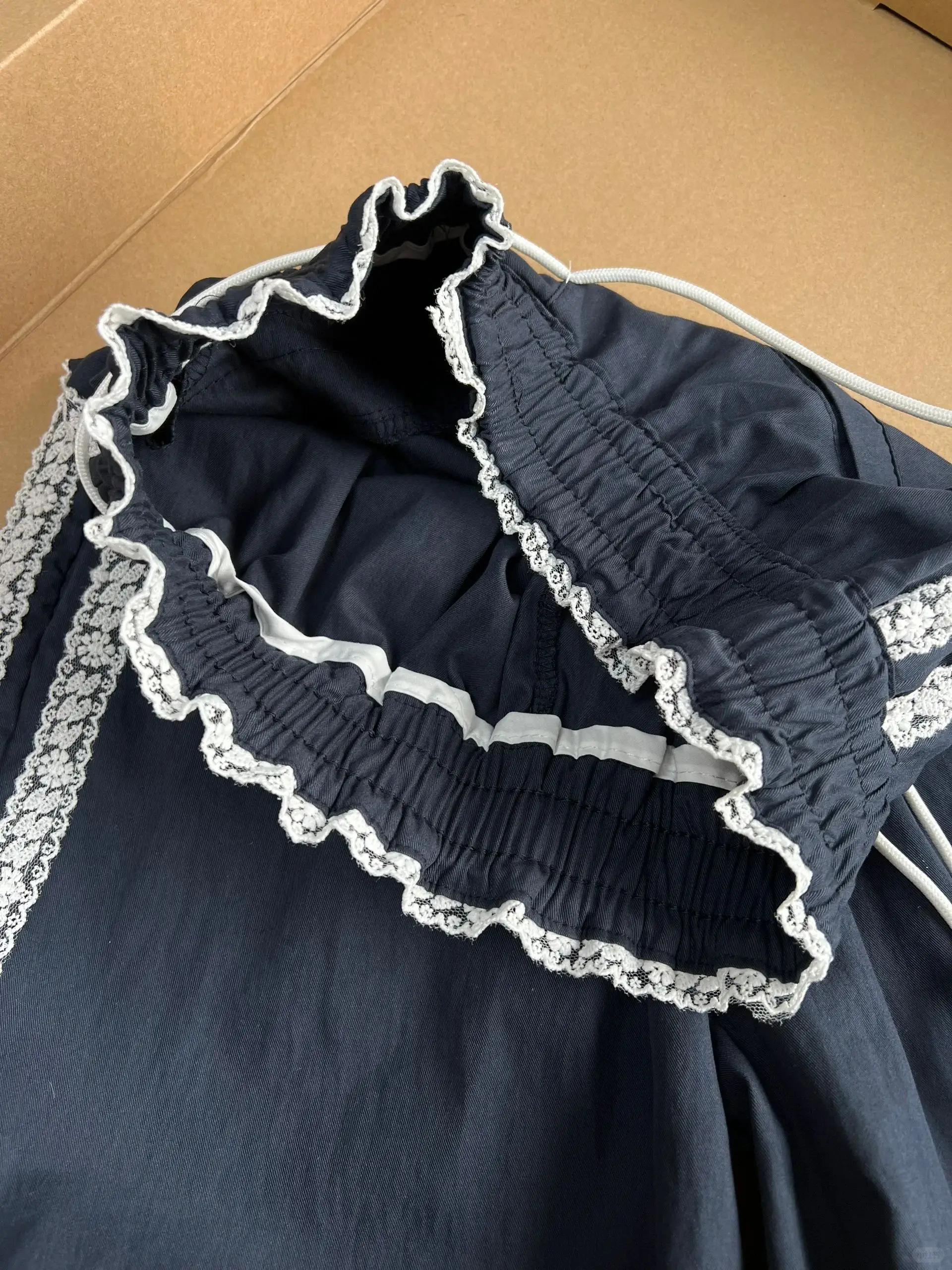 

Корейские кружевные лоскутные повседневные брюки с высокой талией, женские осенние утягивающие тонкие широкие брюки небольшого размера, модные