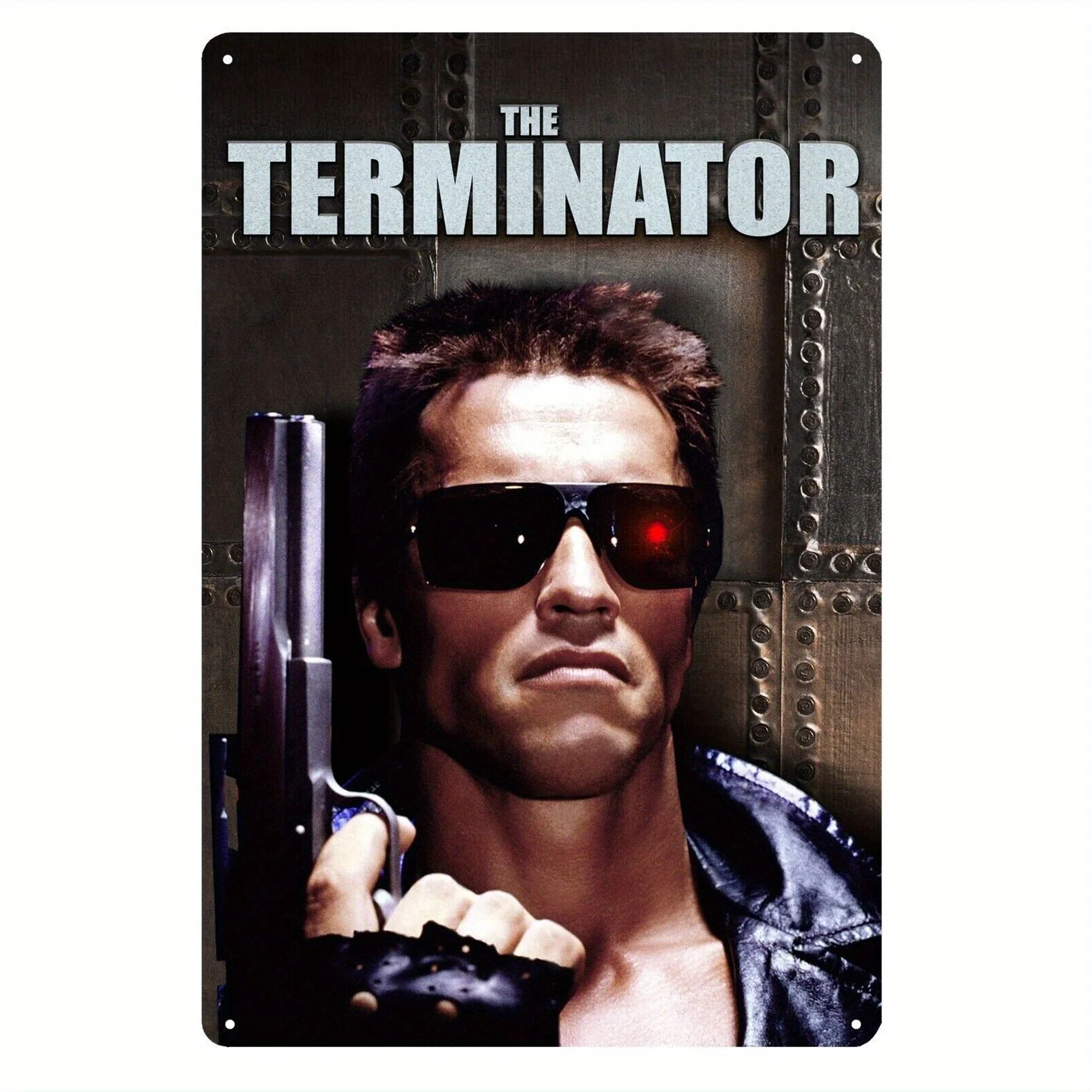 Terminator Arnold Schwarzenegger Retro Metal Tin Sign Wall Art -   Vintage Movie Poster with High-Resolution Print, Durable Iro
