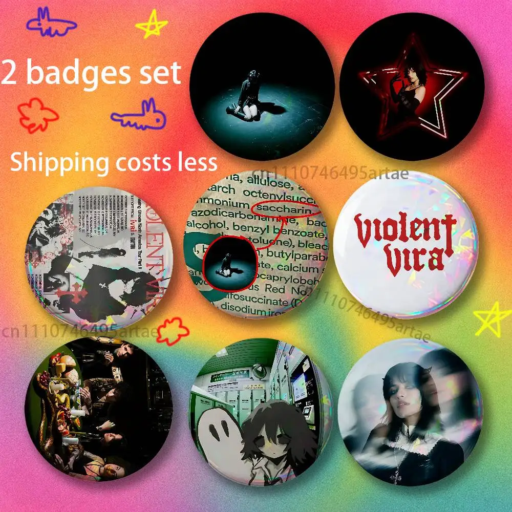 V-Violent Vira Band 2-piece set Pins Backpack Clothes Jewelry Accessories Cartoon Round Brooch Button Badge Gifts