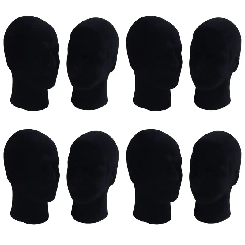 

SDFC-Polystyrene Black Foam Men Model Mannequin Head Dummy Stand Shop Display Hat, 8 X BLACK