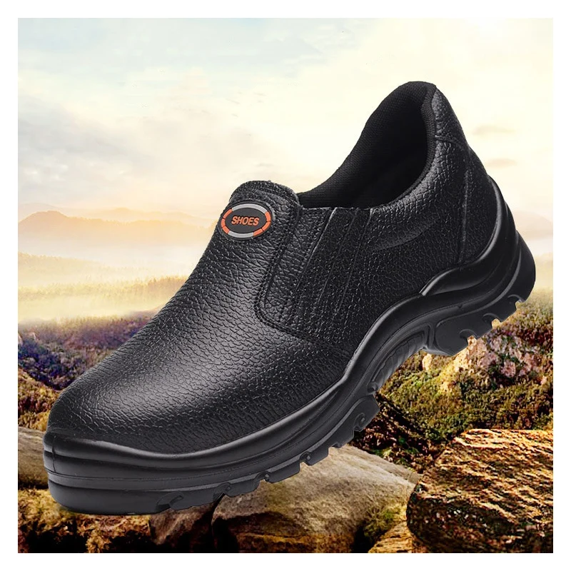 

Мужская модная рабочая защитная обувь большого размера со стальным носком, оригинальная кожаная защитная обувь без шнуровки, безопасные ботинки для рабочего обуви, защищающая обувь