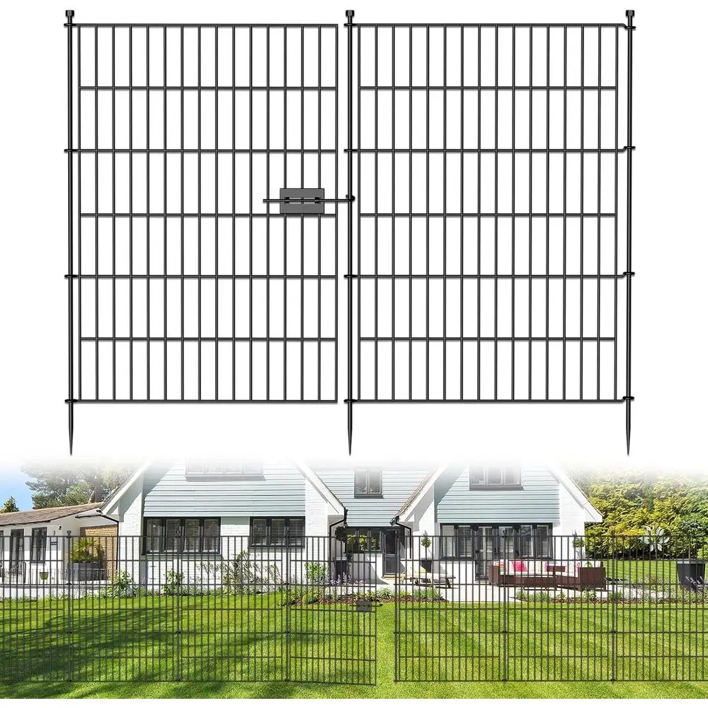 

10 Panels No Dig Decorative Outdoor Garden ence with Gate or Yard, 40 in(H) X 23.6 t(L) Animal Barrier encing Rustproo Metal Wir