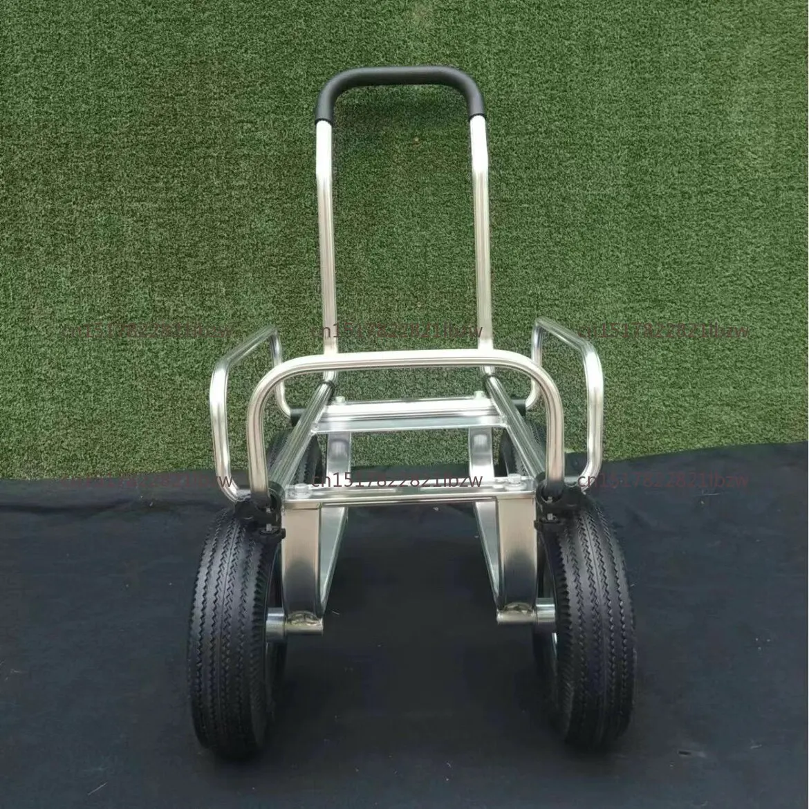 Aluminum four-wheel silent flat trolley with frame four-wheel pulling flat trolley