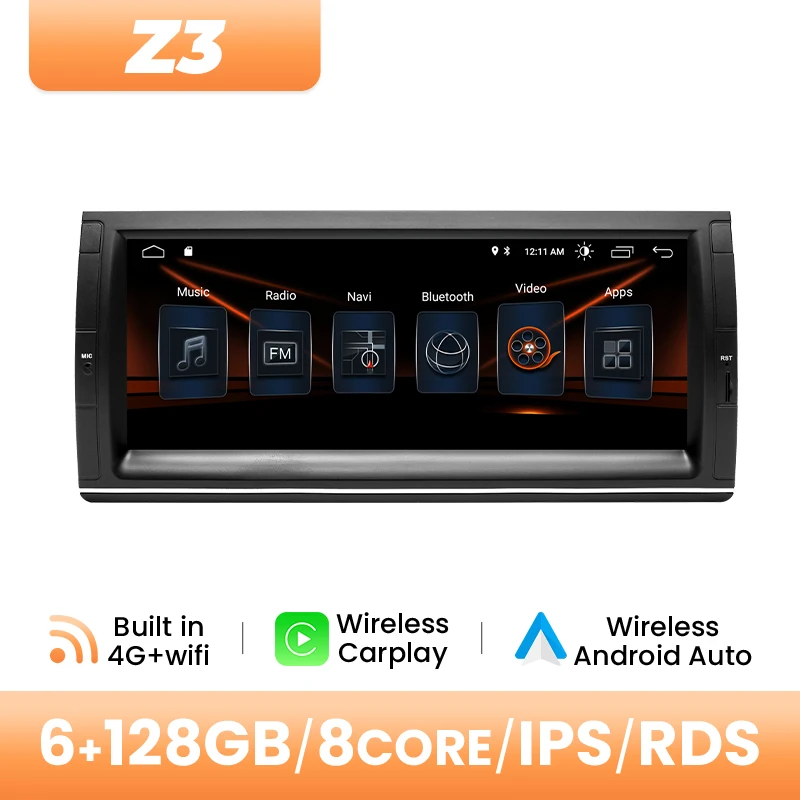 10.25Inch 1280*480 IPS Scherm Draadloze Carplay Auto Multimedia Radio Voor BMW E39 E53 M5 1995-2003 Android 14 Octa Core GPS Speler