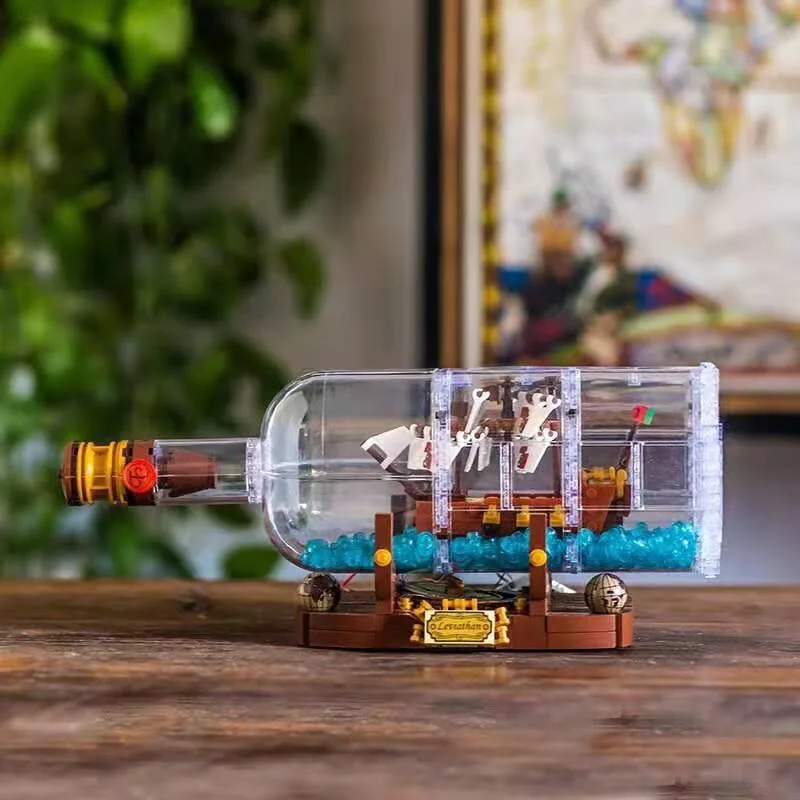 21313 Ship In A Bottle Drifting Boats Building Blocks 92177 Bricks Children's Playmobil Interesting Educational Kid Toys Gifts