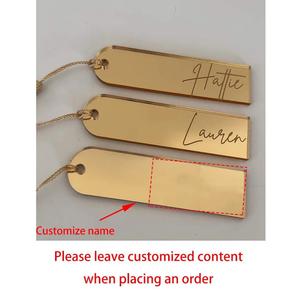 Custom Acrylic Name Place Cards Mirrored Place Card Wedding Bachelorette Party Gold Mirror Place Mats Engraved Tag Bridal Shower view 2
