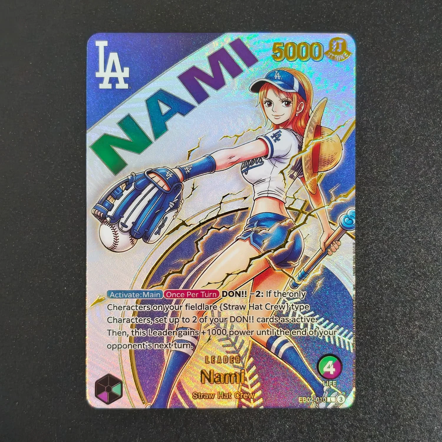Self Made One Piece English Baseball Series Luffy EB02-010 Nami Ace OP13-002 Hot Stamping Game Collection Card Toy view 5