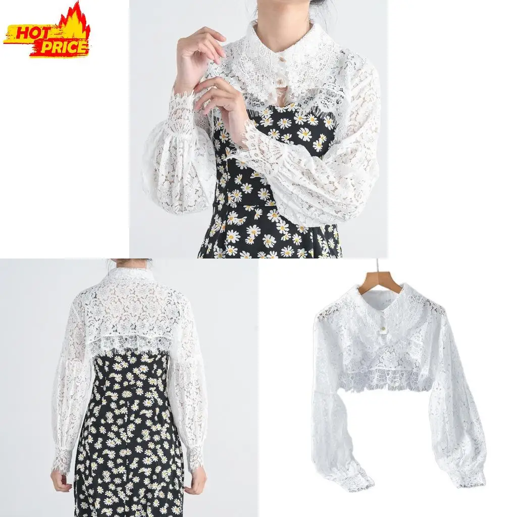 

Lace Embroidery Top Detachable False Collar Showcase Your Figure with Confidence