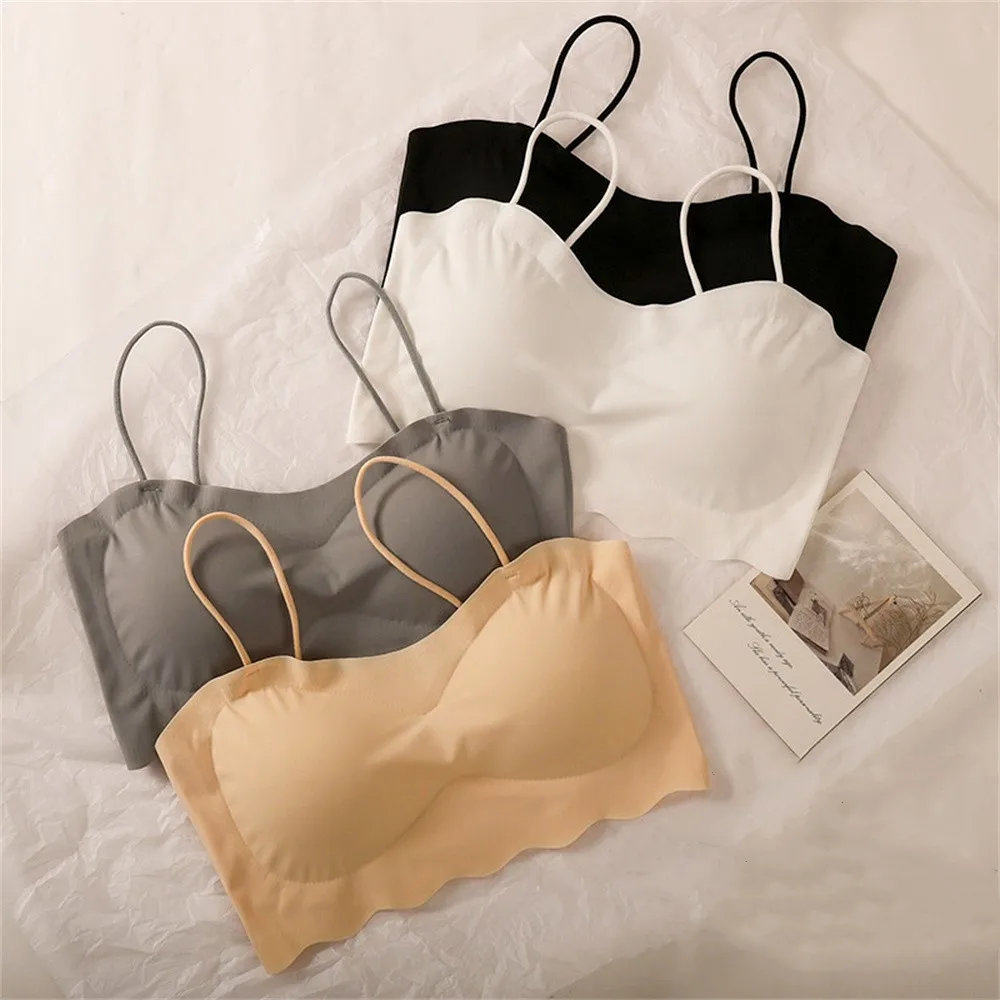 Women's Summer Thin Ice Silk Sexy Top Bra Backless Sports Underwear Comfort Suspenders Solid Color Sleeveless Lingerie Yoga Tops