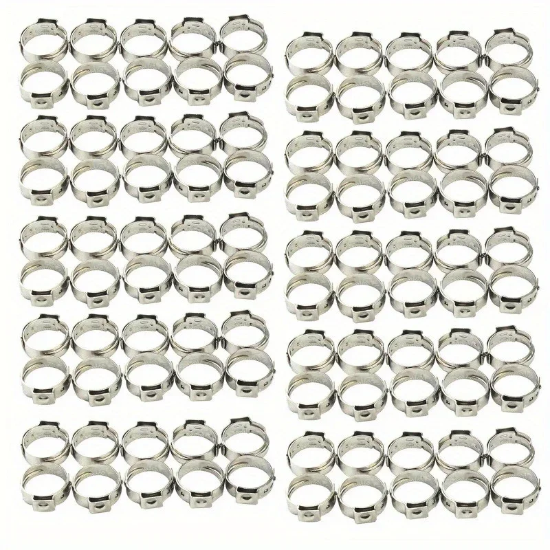 Stainless Steel PEX Clamp Cinch Rings, Crimp Pinch Fitting - Available in Multiple Pack Sizes